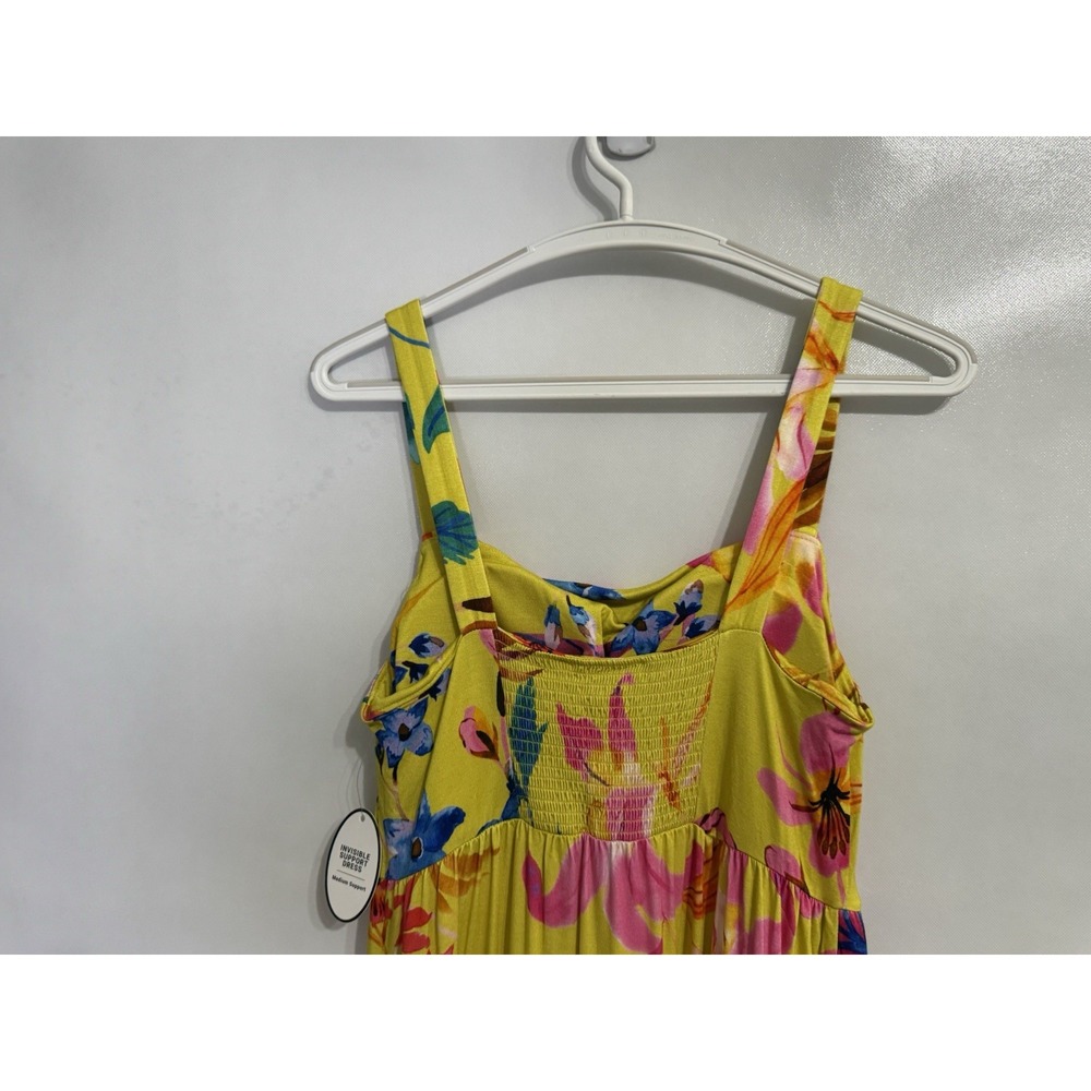 Soma WKND Medium Soft Jersey Maxi Dress Built-In Bra Yellow Tropical NWT $110 - Picture 6 of 10